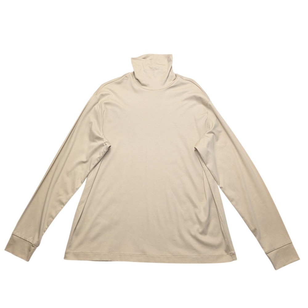 Murano Liquid Luxury Turtleneck Men XL Beige Long Sleeve Cotton Roll Neck Top